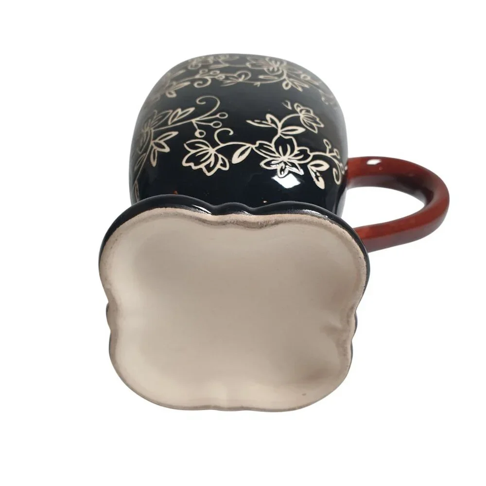 Temptations Tara Floral Lace Black Footed Mug Replacements Collection Coffee Tea